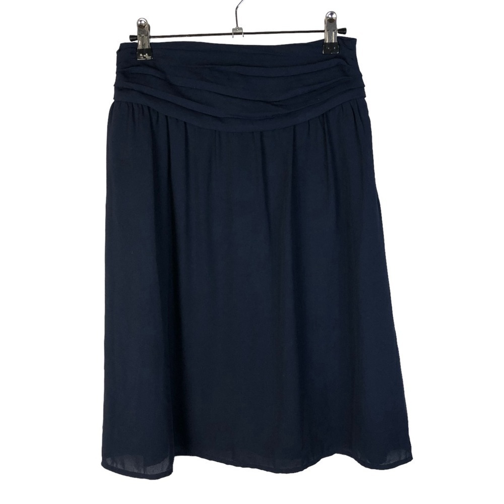 Downeast Navy Blue Drape Waist Knee Length A-Line Skirt XS